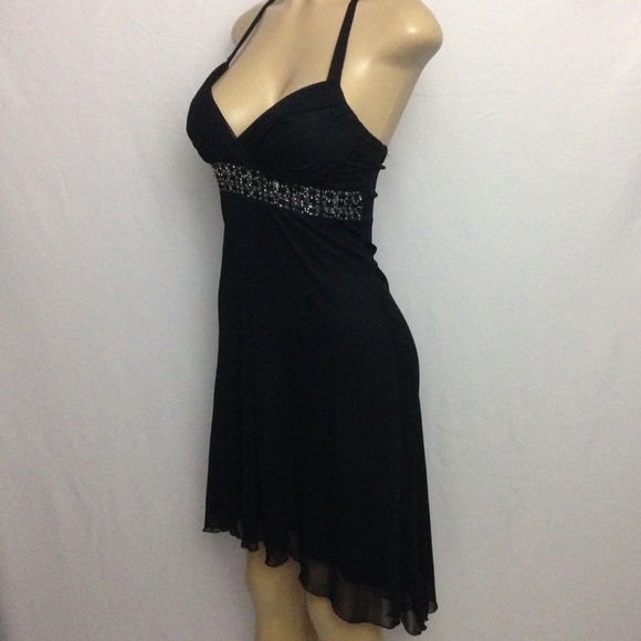 WINDSOR Dresses & Skirts - Windsor Dress S Black Halter Beaded Chiffon
